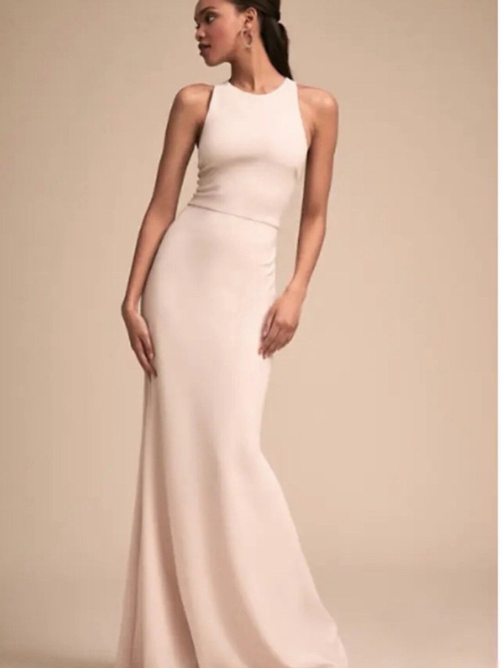 BHLDN Anthropologie Kara Sleeveless Cream Maxi Dress with Cross Back
